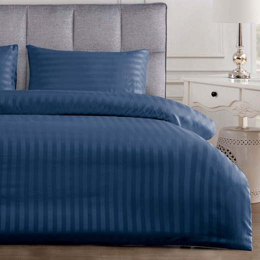 Nova Home UltraStripe Hotel Style Duvet Cover Set, Queen Size, Navy Color