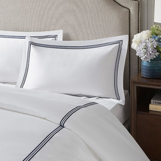 Nova Home Venice Duvet Cover Set, White And Navy Color, King Size