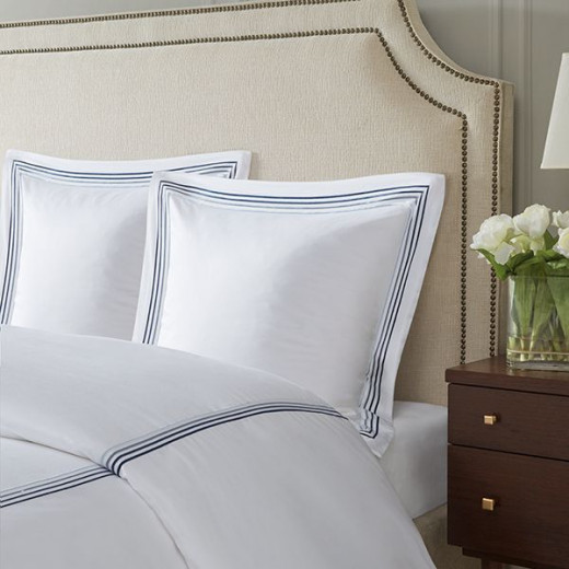 Nova home cruise euro sham set, white and navy color, 65x65 size