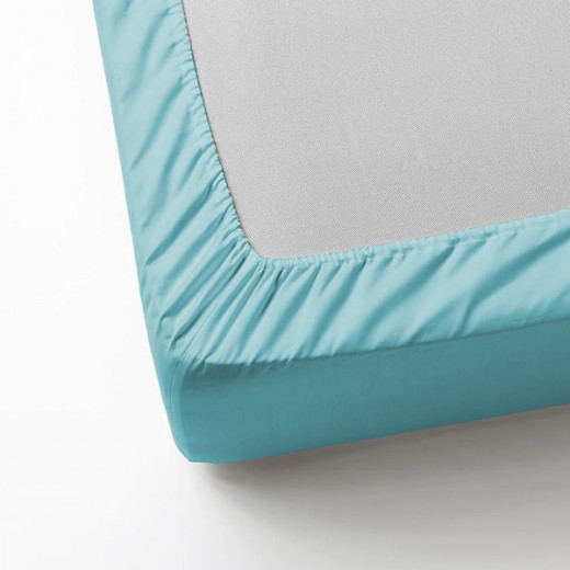 Nova home microbasic fitted sheet set, queen size, light blue color