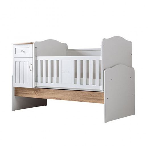 Pierre Cardin Bonnie Baby's Bed Convertible To Kid's Bed With Studying Desk, White Color