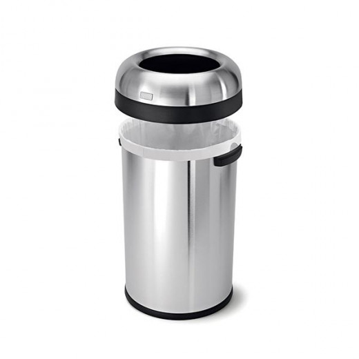 Simplehuman open bullet trash bin, stainless steel, brushed, 80 liter