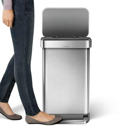 Simplehuman stainless steel trash bin, brushed, 45 liter