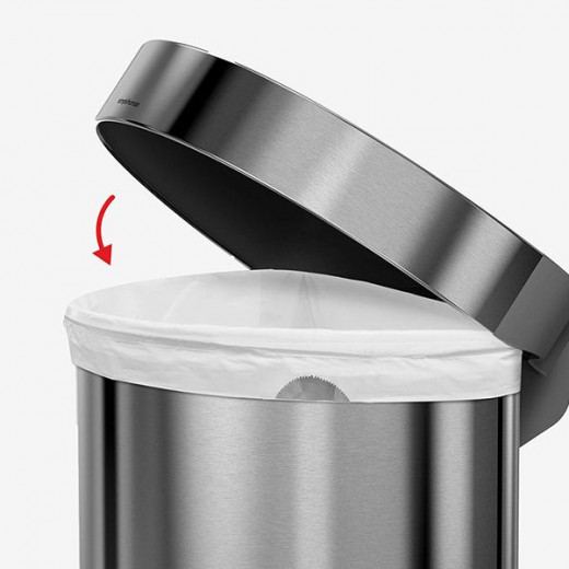 Simplehuman trash bin semi round, stainless steel, brushed, 45 liter