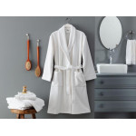 Madam Coco Riz Shawl Collar  Bathrobe, White Color