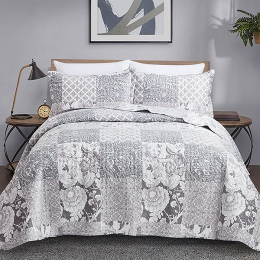 Nova Bed Spread 3 Pieces Set Percy, Gray Color