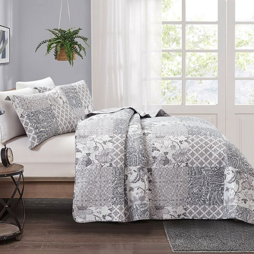 Nova Bed Spread 4 Pieces Set Percy, Gray Color