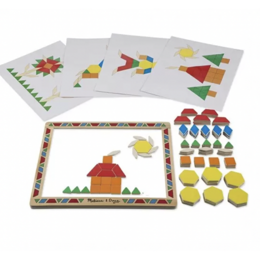 Melissa & Doug Deluxe Wooden Magnetic Pattern Blocks Set