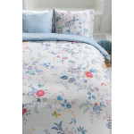 Bedding House, Soft Linen Duvet cover, 3 Pieces, King Size, White Color, Flower Festival Design