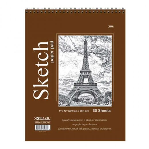 Bazic Sketch Pad Top Bound Spiral, 30 Sheets