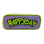 Happy Day Pencil Case, Purple And Green Color, 20 Cm