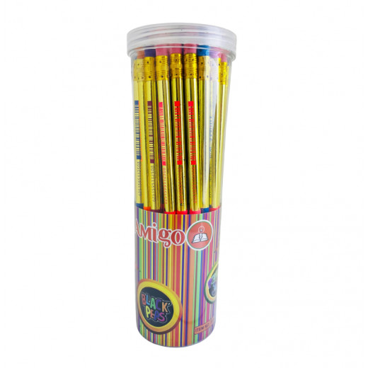 Amigo Black Peps Golden Pencils, 48 Pieces