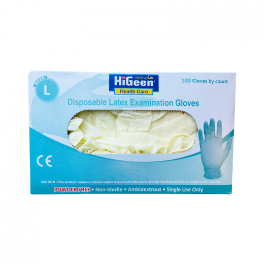 HiGeen Gloves Free Powder, Large Size, 100 Pieces