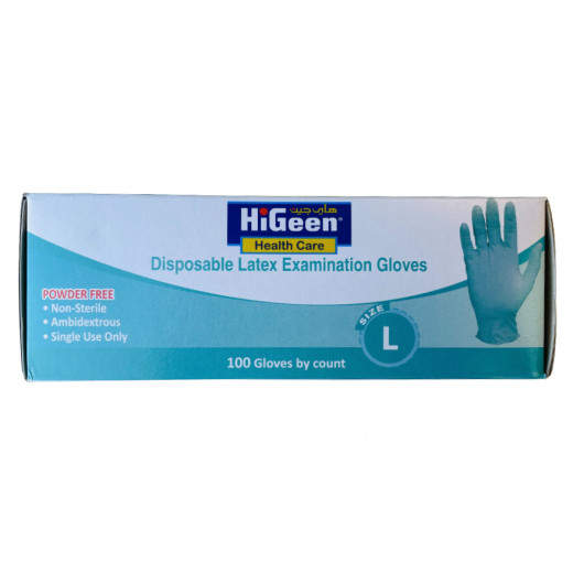 HiGeen Gloves Free Powder, Large Size, 100 Pieces