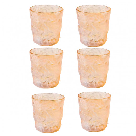 Blinkmax Glass Drinking Cup, Amber Color, 9 Cm, 6 Pieces