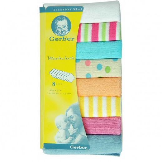 Gerber Kids Washcloths, 8 Pieces, Assortment Models