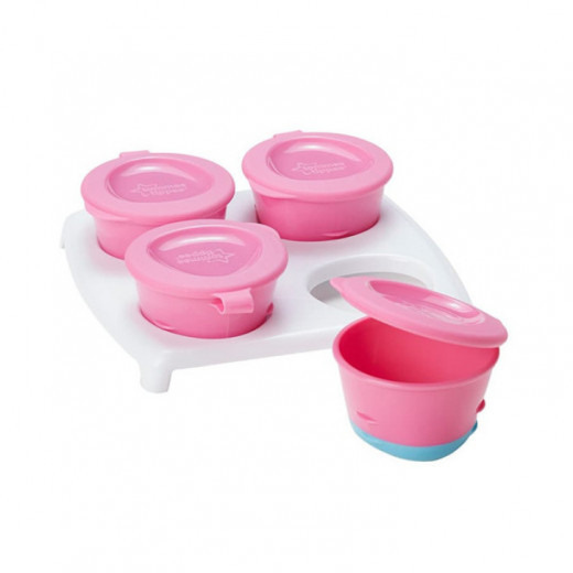 Tommee Tippee Explora 4 Pop Up Freezer Pots and Tray, +4 months, Pink