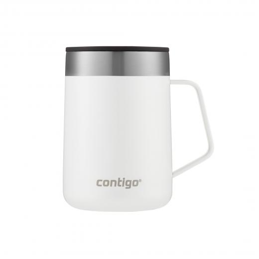 Contigo Vacuum Insulated Stainless Steel Mug With Grip Handle And Lid, White Color, 420 Ml