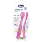 Chicco Soft Silicone Spoon Bi-Pack - Girl (6M+)