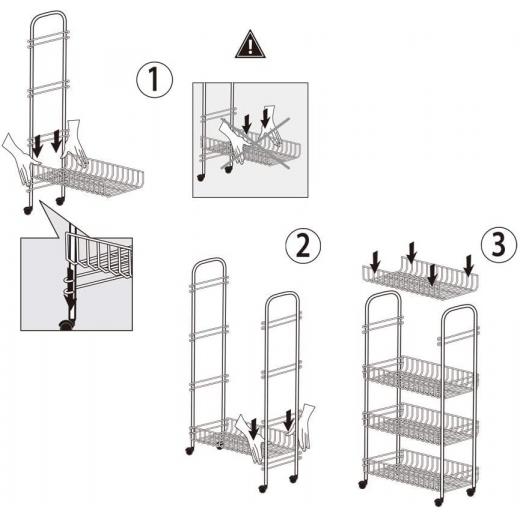 Metaltex Polytherm Copper Coating 4 Tier Rolling Cart, 41 X 23 X 84 Cm