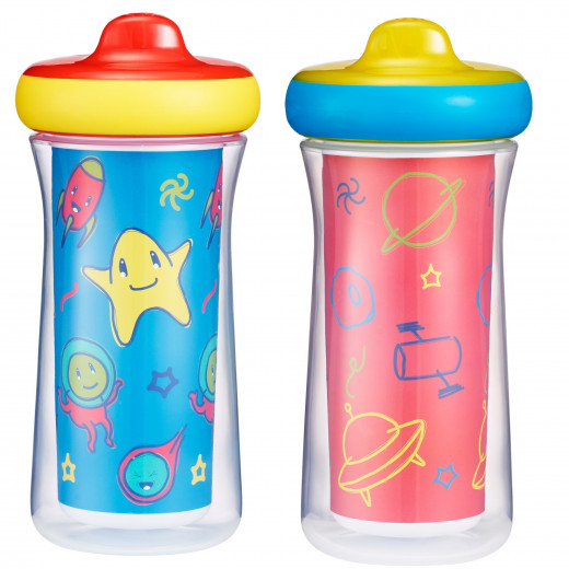 The First Years Insulated Sippy Cups 9 Oz - 2 Pack Blue/Red