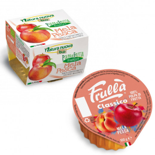 Natura Nuova Bio Fruit Pulp Apple and Peach, 2 X 100 G