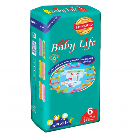 Baby Life Diapers, Size 6, +18 Kg, 32 Diapers