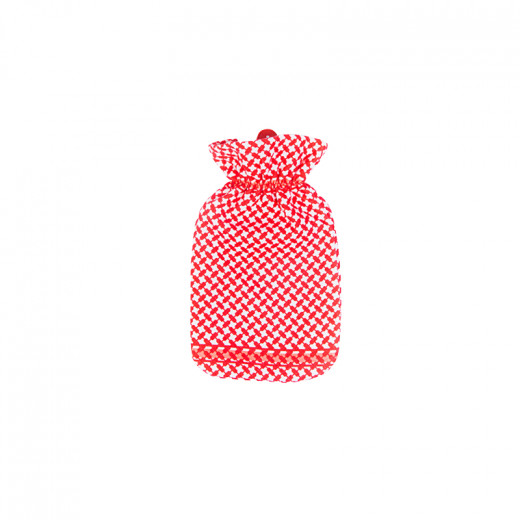 قربة ماء مع غطاء قماشي مزين بنقش الشماغ باللون الأحمر و الأبيض, 1700 مل
