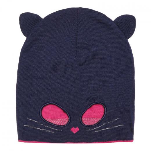 Cool Club Girls Hat, Kitten Design, Navy Color