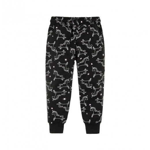 Cool Club Sweatpants, Unicorn Design, Black Color