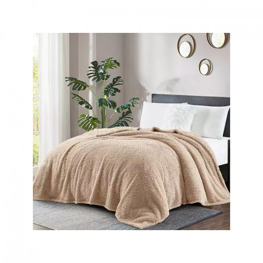 Nova Home Fur Fluffy Blanket - Single/Twin- Ivory -Taupe