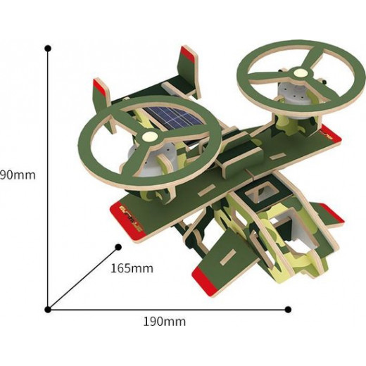 Robotime Puzzle wooden toy plane, P350S with solar cell