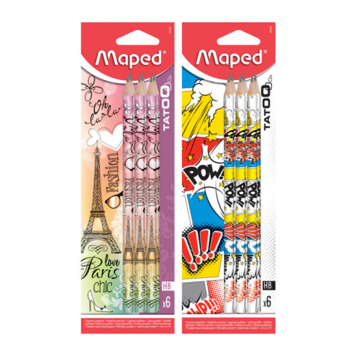 Maped Graphite Pen Without Eraser Tatoo, Assorted