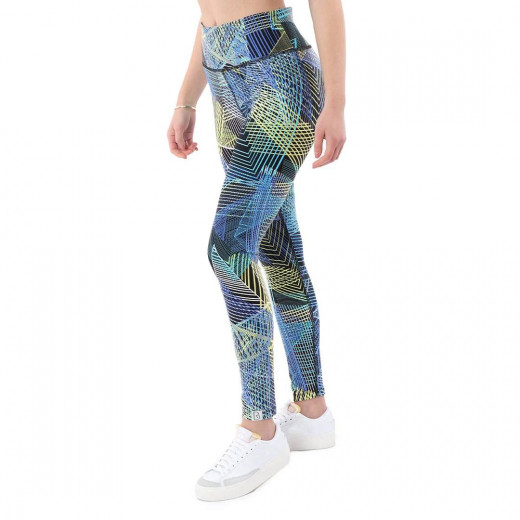 RB High Waist Leggings, Blue & Yellow Color