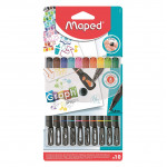 Helix Maped Graph Mania Fineliner Pens with Stencil Cap (Pack of 10 Colours)