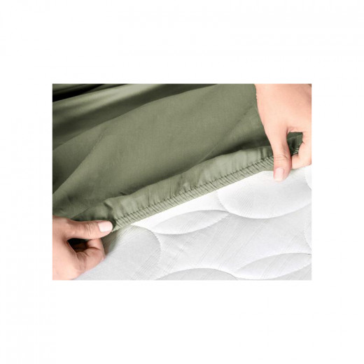 Madame Coco Ciel Double-Size Satin Fitted Sheet, Khaki Color