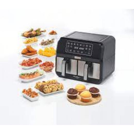 Kenwood Digital Twin Air Fryer 4l+4l, 1.7kg+1.7kg, Black/Silver, HFM75.000MB