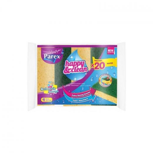 Parex Happy & Clean Cellulose Sponge, 4 Pieces