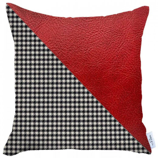 Nova Home Boho Chic Leather & Jacquard Cushion Cover, 45x45 Cm