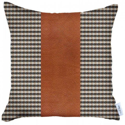 Nova Home Boho Chic Leather & Jacquard Cushion Cover, 45x45 Cm