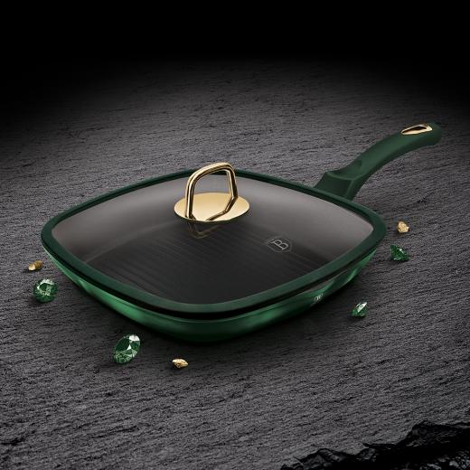 Berlinger Haus 28cm Grill Pan With Lid, Green Color