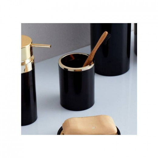 Primanova Lenox Toothbrush Holder, Black & Gold