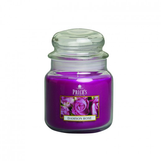 Price's Medium Scented Candle Jar With Lid, Damson Rose