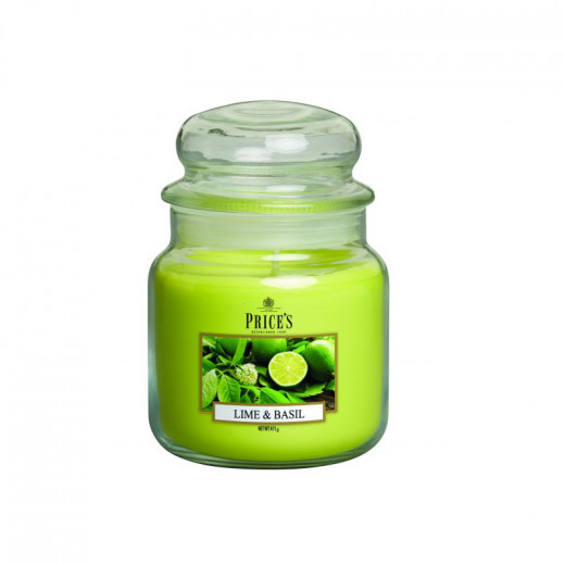 Price's Medium Scented Candle Jar With Lid, Lime & Basil