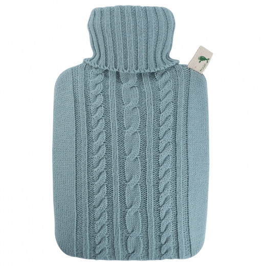 Hugo Frosch Hot Water Bottle - Blue Knitted Cover