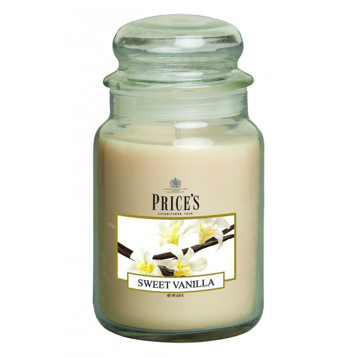 Price's Large Scented Candle Jar with Lid, Sweet Vanilla