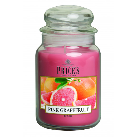 Price's Large Scented Candle Jar with Lid, Pink Grafruit