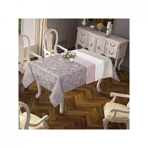Nova Home Sketched Table Cloth, Poly Cotton, White Color, 160*270 Cm