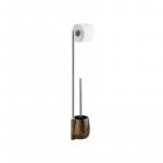 Wenko "Marrakesh" Standing Toilet Paper Holder & Toilet Brush, Pottery - Brown