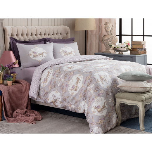 Madame Coco Phaeton Single-Size Satin Duvet Cover Set, Purple Color